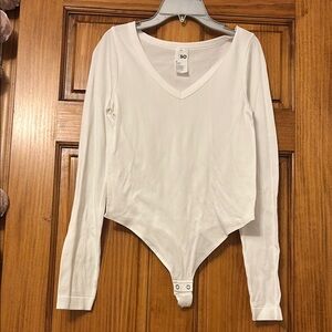SO White V-Neck Bodysuit